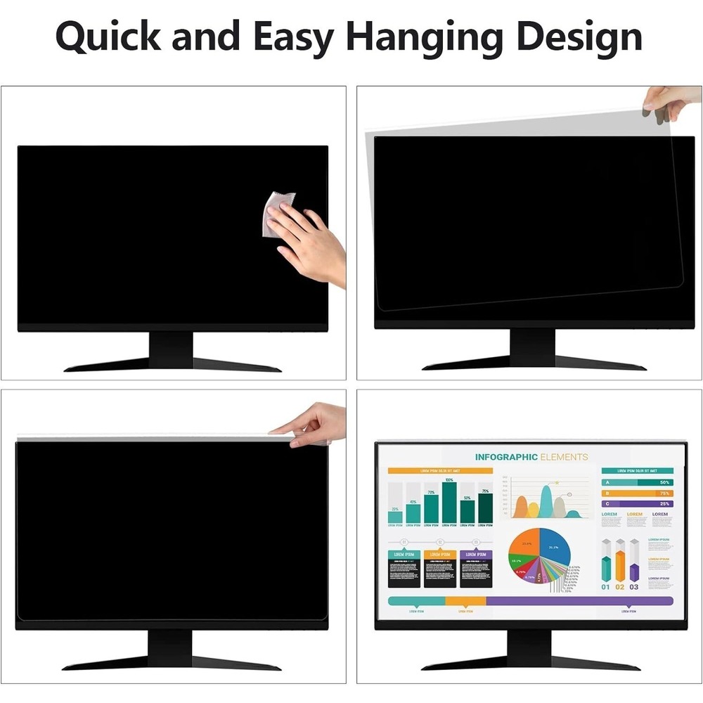 24" Computer Privacy Screen Protector Filter 16:9 Widescreen Monitor AntiGlare‎ - Picture 8 of 8